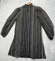 Harper Rose Sz: 4 Sheer Metalllic Chain Stripe Trapeze Dress