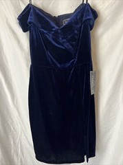 Rebecca B Velvet Formal Dress SIZE 6 Blue Short Prom Evening Form Fit side slit
