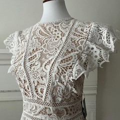 Womens Dress Small White Cocktail Party Boho Lace Bridal Cruise Semi Formal Hoco