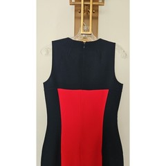 Michael Kors Italy Navy Red Colorblock Virgin Wool Tailored Sheath Dress Size 6