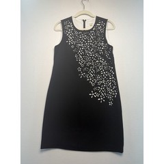Calvin Klein Laser Floral Cutout Shift Mini Dress Womens Size 8 Black White