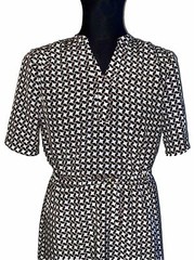 JOHNSTON & MURPHY Geo-Print Drawstring Dress Midi Length Size Large