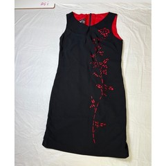 YL by Yair Black Red Floral Sheath Dress Women&rsquo;s Size 6 Sleeveless Knee Length
