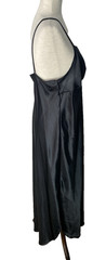 Natori Black Maxi Satin Slip Dress Long Nightgown Intimate Sleepwear Size L Vtg