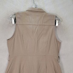 Beige Collared Button Front Pocket Micro Mini Shirt Womens Dress Size M