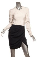 ROKSANDA ILINCIC Navy Cream Open-Back Long Sleeve Draped Short Dress XS NEW