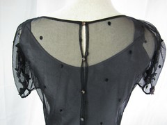 Barbara Katz Black Floral Embriodered Dress With Gray Silk Slip Size 10