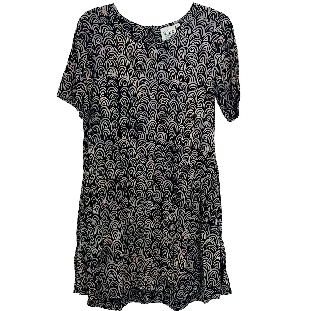 Go Fish shift dress S Batik Rainbow Print NWT