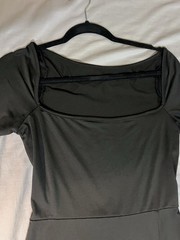 Women&rsquo;s Black Square Neck Long Sleeve Stretch Knit Tie Cuff Dress L