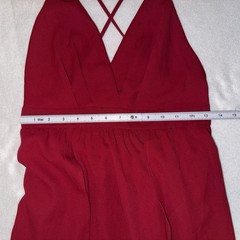 NWOT Elegant Fiery Red Floerns V Neck Spaghetti Strap Backless Split Dress Med