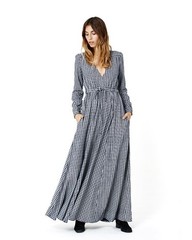 Christy Dawn Audrey Maxi Dress Navy Blue Check Plaid Size Small