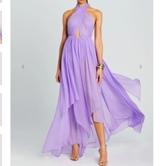Retrofête Ina Silk Chiffon Maxi Dress Wisteria NWT Medium Wedding Guest Gala
