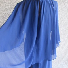 Royal Blue Evening Dress 10 Mother Bride Formal Cape Layered Look Flowy Layers
