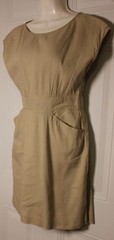 Theory Quiet Luxury Linen Blend Dress Minimalist Sheath Elegant Pocket Chic SZ 6