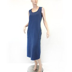 Talbots Plus Blue cotton TERRY Midi DRESS 1X pockets resort cruise nautical