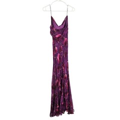 Vintage y2k Gilar Purple Floral Beaded Maxi Ruffle Slinky Fairy Prom Sz 8