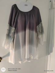 Peasant Top/Dress Elasticized Off Shoulder Long Puff Sleeves Flared Cuff Medium
