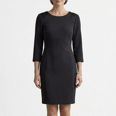 ANTONIO MELANI Black Wave Midi Sheath Dress Size 8 Cocktail Wedding Guest Chic