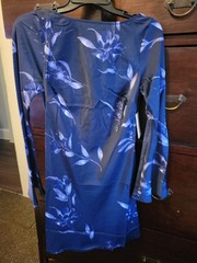 A New Day Long Sleeve Twist Back Mini Shift Dress Navy Purple Floral Sz XS NWT