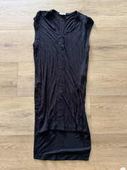 Helmut Lang Black Micro Modal Draped Bodycon Dress Size S Sleeveless