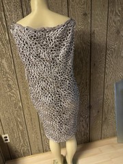 Elegant Silver Custom Hand Made Boatneck Dress Large