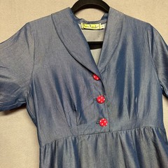 Loco Lindo Retro Vintage 40s Style Dress Rockabilly Swing S Blue Short Sleeve