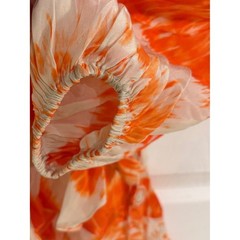 Rococo Sand Tie Dye Ruffle Mini Dress Womens Small Orange Resort Boho