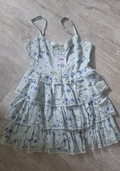 American Eagle blue flower ruffle dress, womens size M