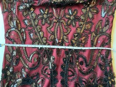 PrettyGuide 1920s Flapper Dress & Headband Set Burgundy Sequin Art Deco Fringe M