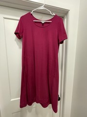 J. Jill Short Sleeve A-Line Swing Dress Pockets Soft Pima Cotton Sangria Small