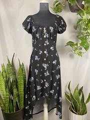 No Boundaries Large Juniors High Low Dress Navy Floral Pattern