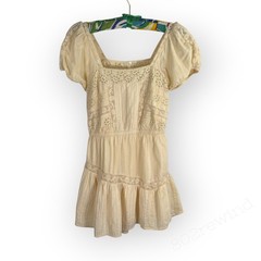 LoveShackFancy Stern Mini Dress Lace Pintuck Buttercream Ivory Small Summer