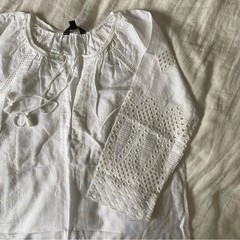 J.Crew, white embroidered, open work, kaftan – slim for XL, linen/cotton blend