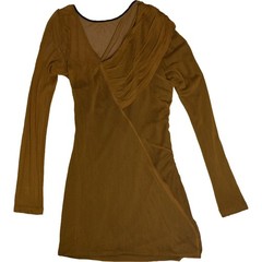Rag & Bone Edita Bronze Ruched Mesh Silk Mini Dress 12 Indie Sleaze Minimalist