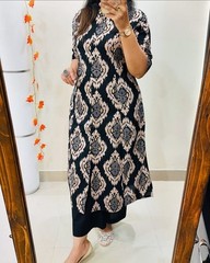 Women Cotton Co Ord Set Printed Kurti Palazzo A Line Casual Summer Outfit