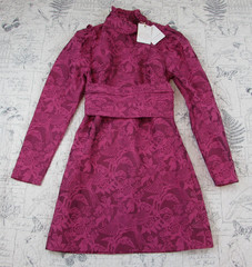 NEW $700 Scanlan Theodore Phoenix Weave Fushia Silk desingner mini dress US 2