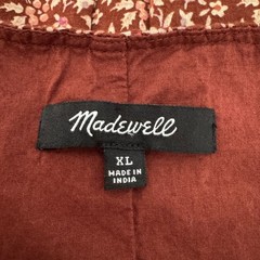 Madewell Pintuck Mini Dress Size XL Red Florentine Floral Ruffle Cottagecore