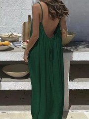 BreezeMuse Backless Maxi — Adjustable Fit, Summer Flow