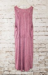 BCBGeneration Draped Pockets Sun Dress Pink Grey Dot Dash Stretch Keyhole Back M