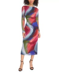 Vince Camuto Printed Mesh Ruched Bodycon Dress MSRP $148 Size 10 # 3A 2938 Blm