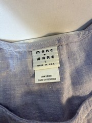Vintage Marc Ware 100% Linen Maxi Dress Blue Sleeveless Tie Waist USA L
