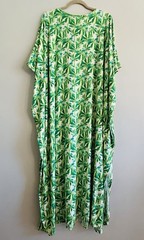 1X/2X/3X New Green White Palm Print Kaftan Knit Beach Cover Dress Nightgown