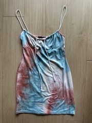 Zaful Mini Dress/Top Sze 6 (M) Pastel Tie Dye Spaghetti Strap Bodycon Y2K Beachy