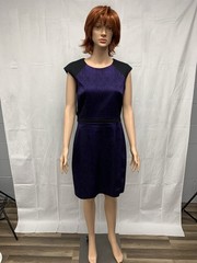 Cynthia Steffe Womens Black Purple Midi Dress Size 10 Lined 33.5” Long