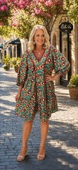 Entro Olive And Rust Floral 3/4 Sleeve Dress Size Large