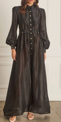 Aqua Blu Sparrow Tiana Black Linen High Neck Maxi Dress Sz XLarge US10 Australia