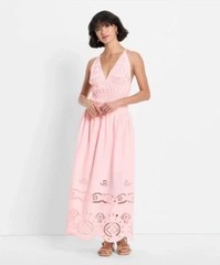 Future Collection Eyelet A Line Light Pink Boho Maxi Dress Size XXL NWT