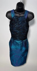 Versace Mohair and silk Jaquard dress cocktail dress in Black and blue