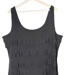 Tango Mango RhineStone Ruffle Layered Slimming Black Stretch Knit Dress Size 1X