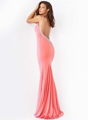 Jovani Hot Pink Open Embellished Back Plunging V-Neck Dress Size 4 $590